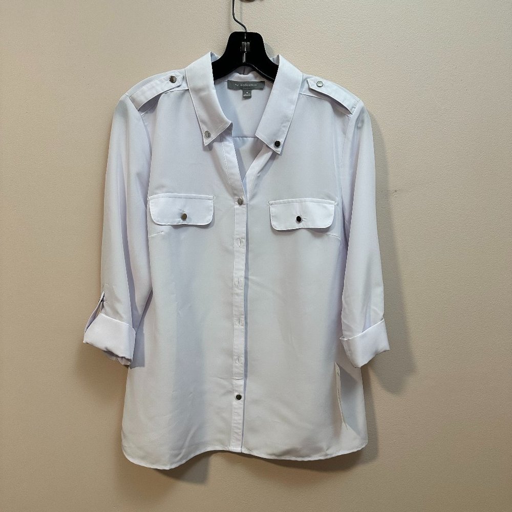 NWT White My Collection Button-Up Blouse
